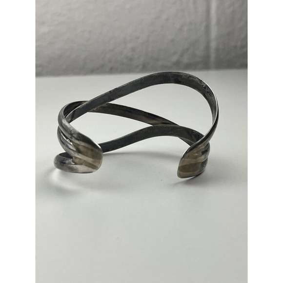 Vintage Sterling Silver Waves Cuff Modern Bracelet 39g - Picture 7 of 10